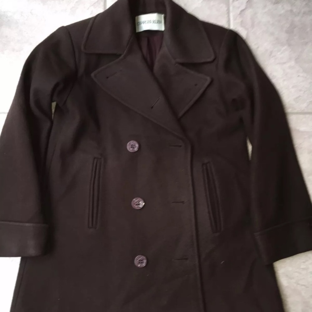 Charles Klein Brown Peacoat Jacket Wool Blend